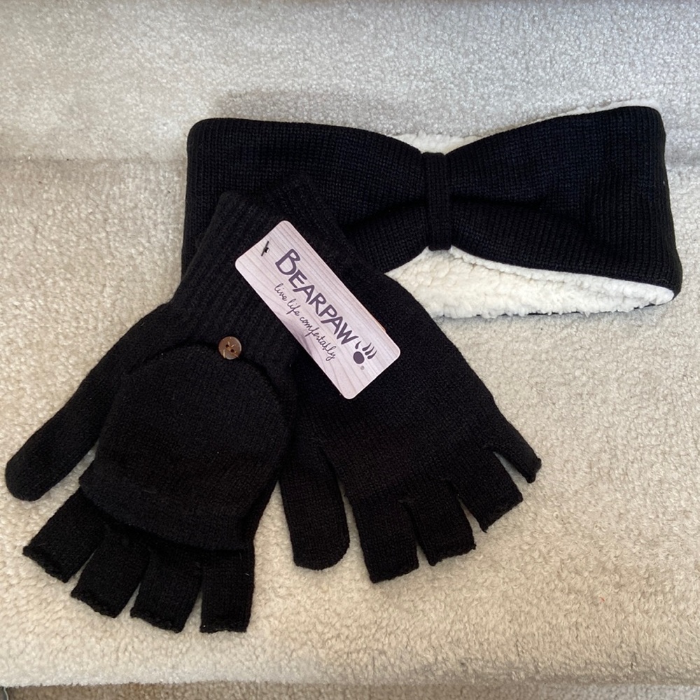 bearpaw headband & mittens set / winter accessories